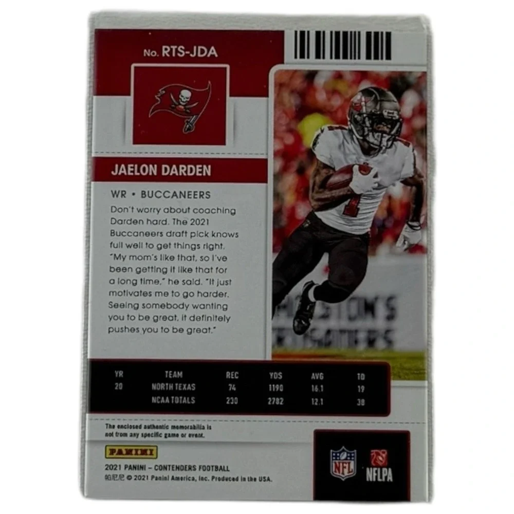 2021 Panini Contenders Rookie Ticket Swatches Jaelon Darden‎ RC #RTS-JDA